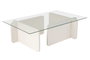 Nordure Mesa de Centro Flavio - Madera Blanca con Cristal Templado y Tablero Melamina 105x30x65cm